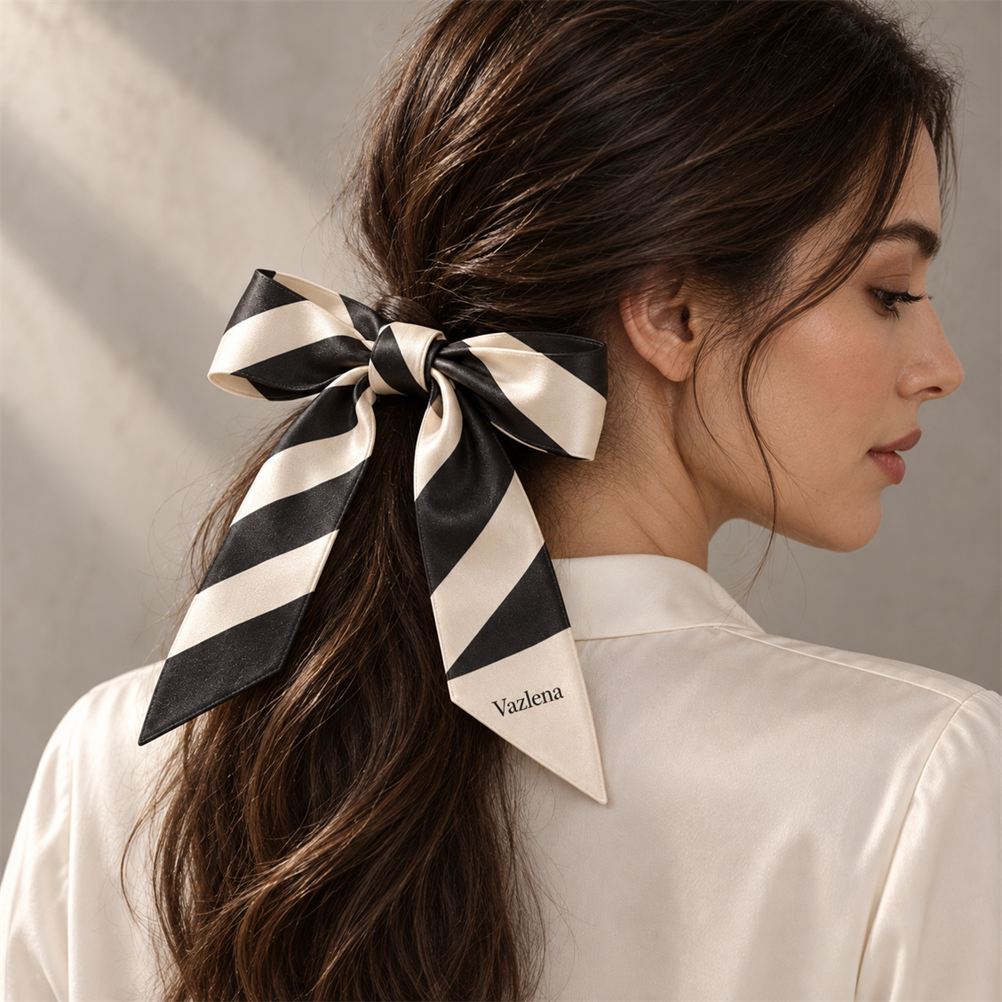 Vazlena Striped Bow Hair Ribbon